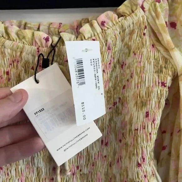 1112 NWT Faithful The Brand Isadora Puff Sleeve Crop Top Size US 2 - Picture 6 of 7